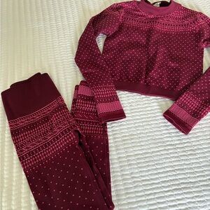 Fabletics Burgundy and Pink Activewear Set